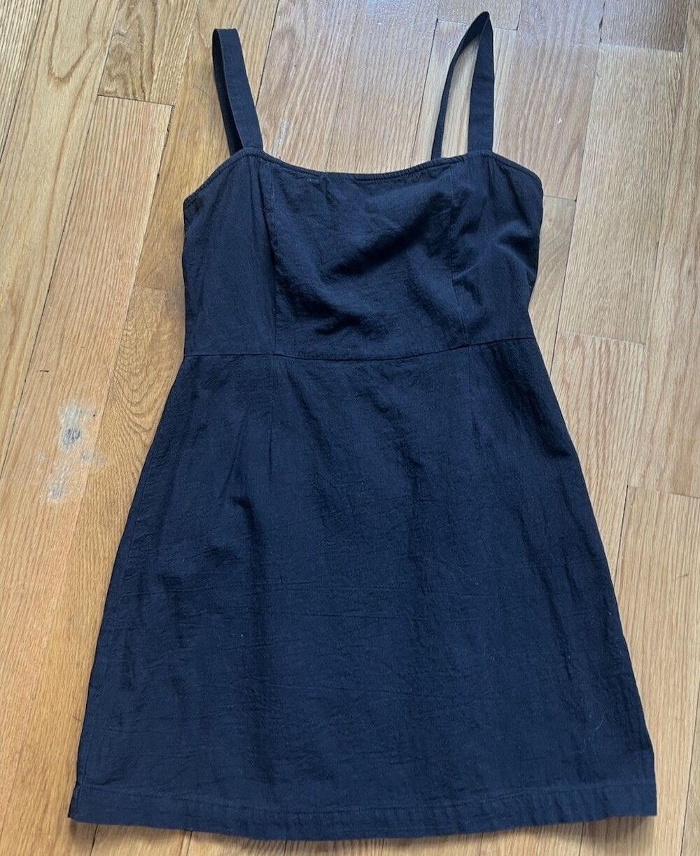 Kendall & Kylie Black Button Front Cotton Mini Dress Spring Summer Layering M